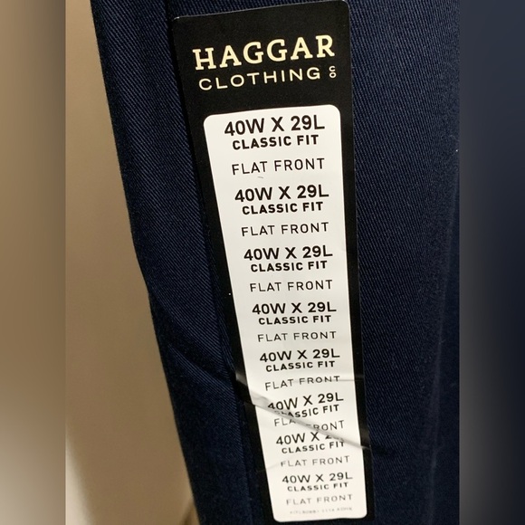 Haggar Men’s Dress Pants Size 40 x 29 Black Flat Front Slacks Stretch Fabric - Picture 6 of 11